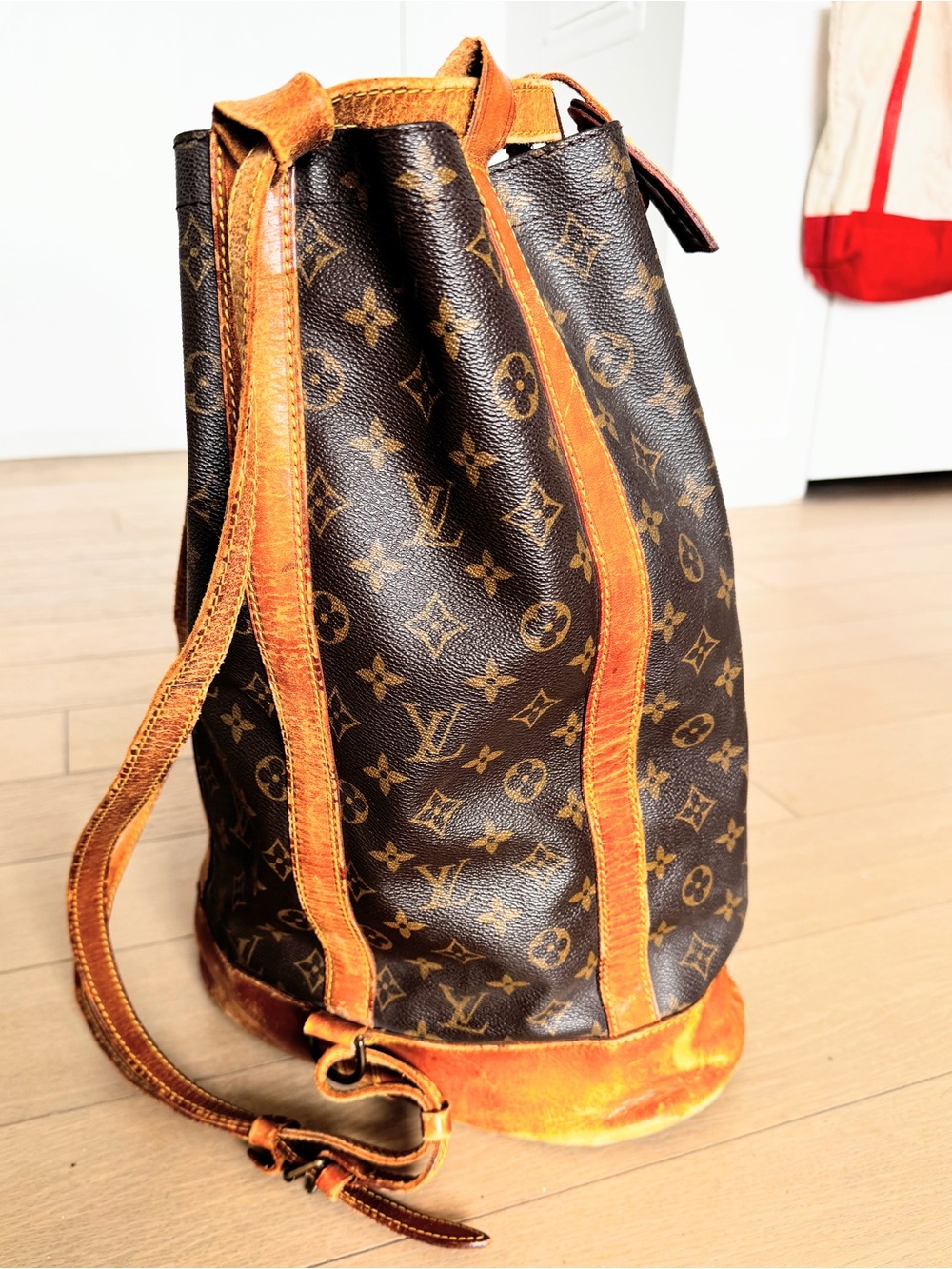 Vintage Louis Vuitton Randonnee Monogram Canvas Duffel with Tan Leather Accents